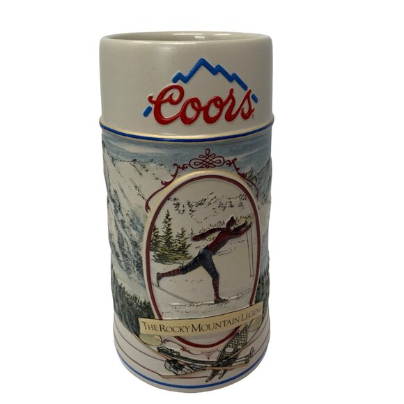 Coors Mug Stein Vintage 1991 Rocky Mountain Legend Series X Country Skiing - Picture 2 of 13